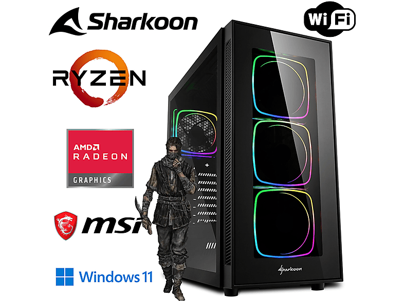 MEG-BAR Gaming PC, Windows 11 Pro, Gaming PC mit AMD Ryzen™ 5 Prozessor, 32 GB RAM, 1 TB mSSD, AMD Radeon™ Onboard Graphics