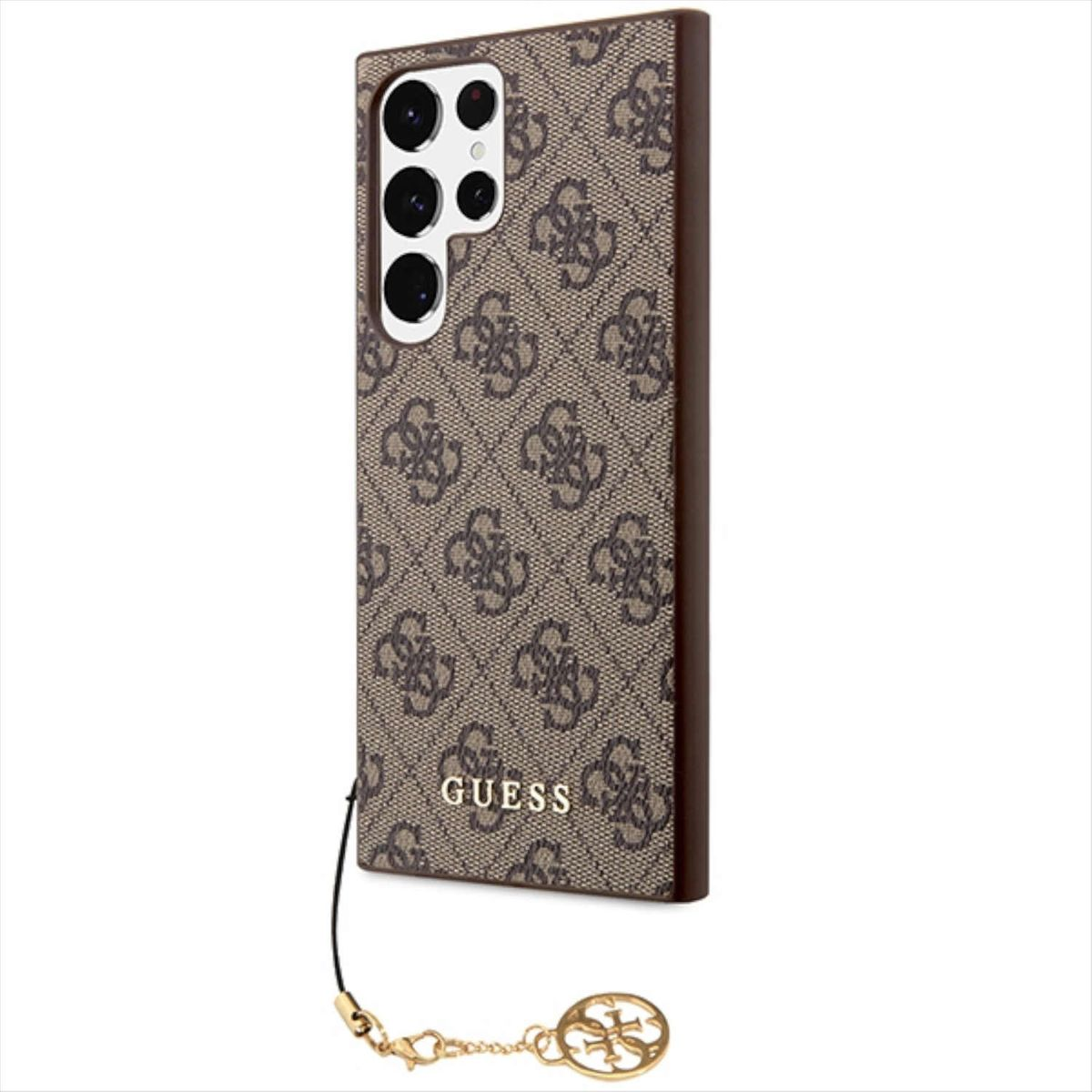 GUESS Charms Collection Kunstleder Ultra, Braun Samsung, S23 Backcover, Galaxy Tasche