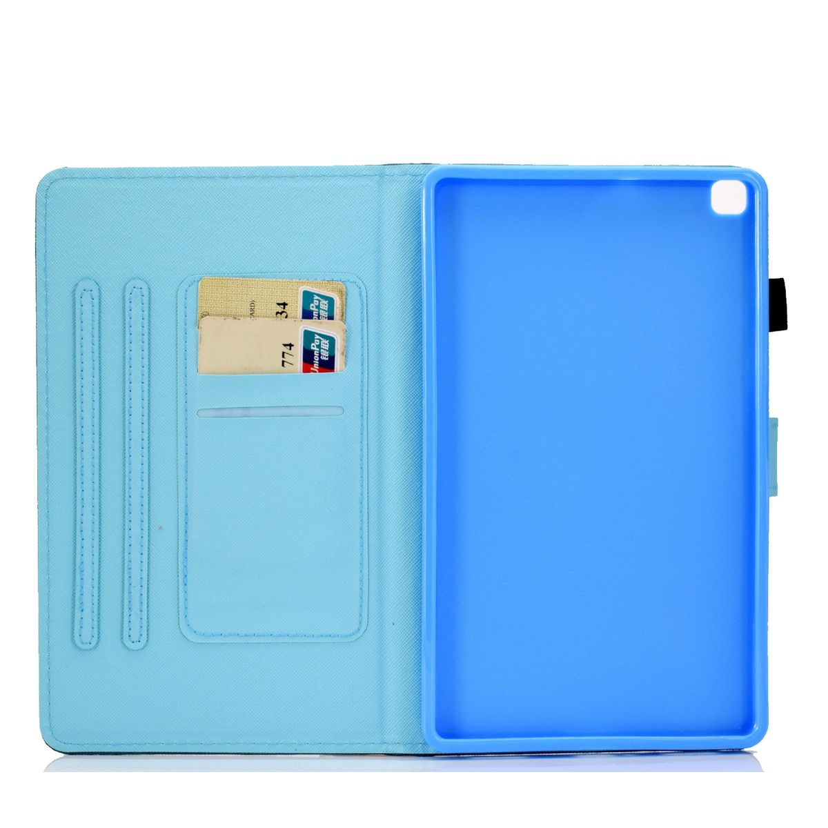 mit Full A7 Motiv Kreditkarten Fach Geld WIGENTO Druck Blau Muster Lite & 2021 Aufstellbar, Book mit Samsung, Galaxy Tab Cover, Wallet Tasche 8.7,