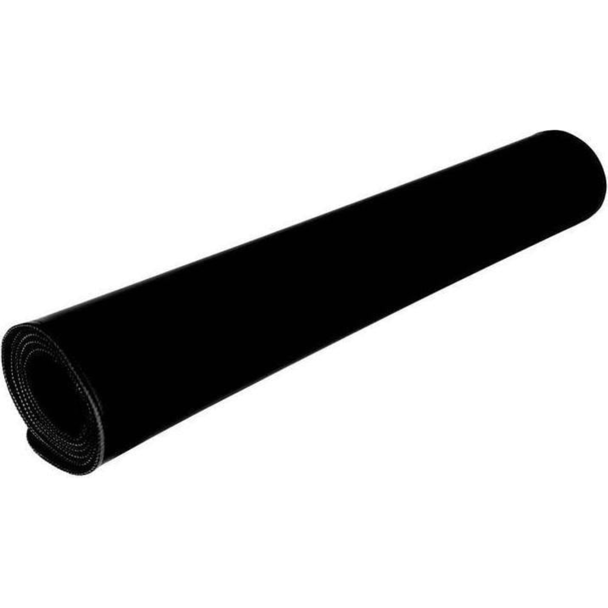Schwarz aufgerollte Matte, isoliert auf weißem Hintergrund. Zylindrische Form.