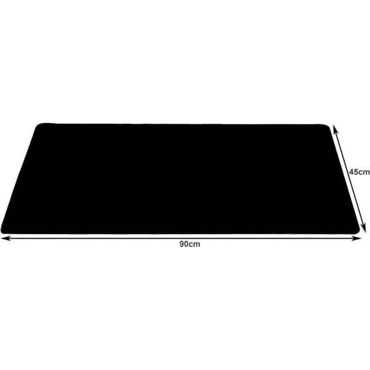 Schwarzes Mauspad-Rechteck. Abmessungen: 90 cm x 45 cm.