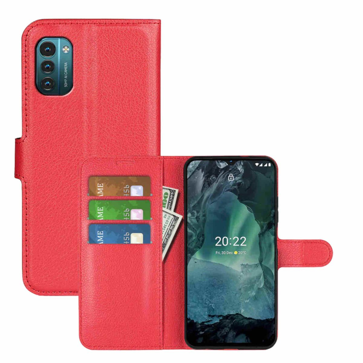 WIGENTO Design Tasche mit G21 Fach, Bookcover, Nokia, Kreditkarten Rot / G11