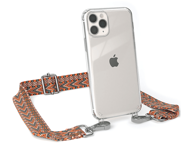 EAZY CASE Transparente Handyhülle mit 11 Orange Apple, Pro, iPhone Style, Kordel Grün Boho / Umhängetasche