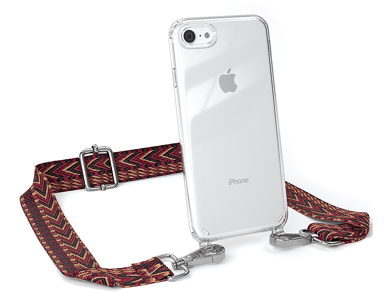 2022 Boho EAZY Transparente Handyhülle mit iPhone SE Apple, 8, Braun CASE Kordel Rot / Umhängetasche, Style, 2020, 7 / iPhone SE /