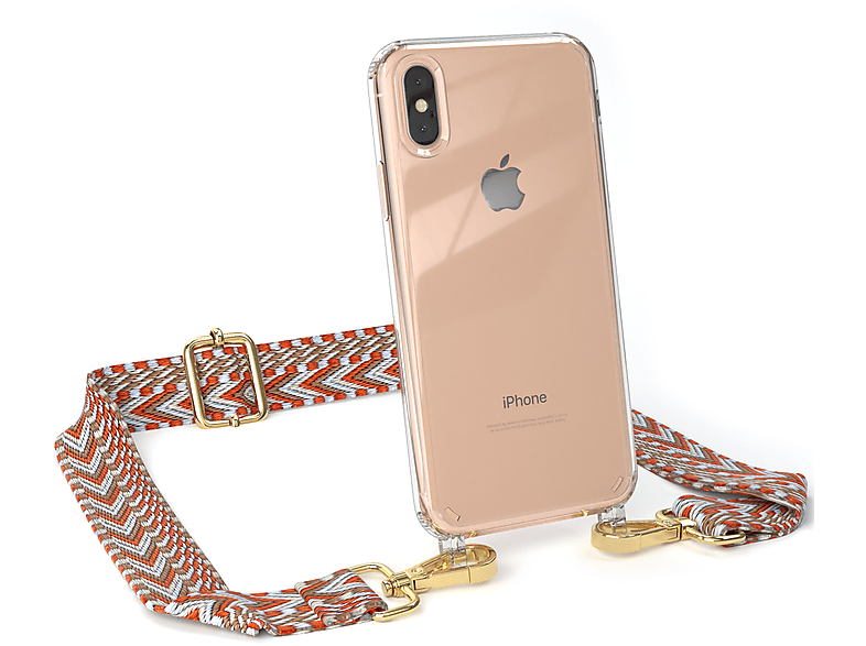 / Boho Apple, Kordel Handyhülle CASE Transparente Umhängetasche, EAZY X / Rot iPhone XS, mit Style, Hellblau