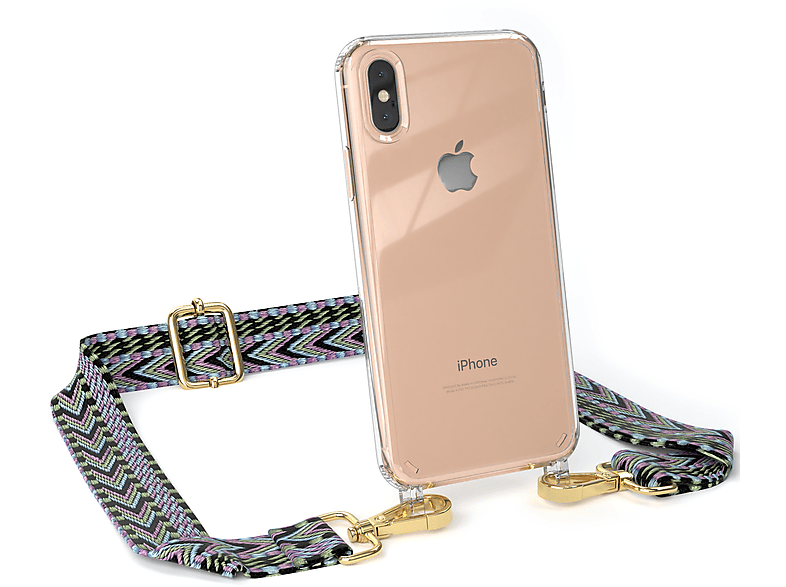 EAZY CASE / Boho Umhängetasche, XS Transparente Style, Kordel iPhone mit Handyhülle Grün Apple, Violett Max