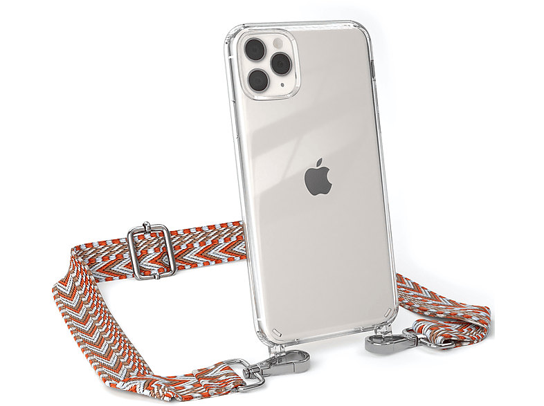 Pro Transparente / iPhone Boho Umhängetasche, EAZY 11 Handyhülle CASE Kordel Apple, Max, Rot Hellblau mit Style,