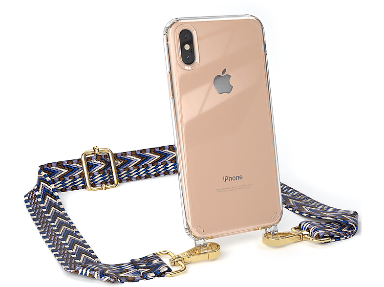 Blau Boho CASE Apple, X Umhängetasche, / Style, iPhone EAZY Transparente Kordel Weiß Handyhülle / XS, mit