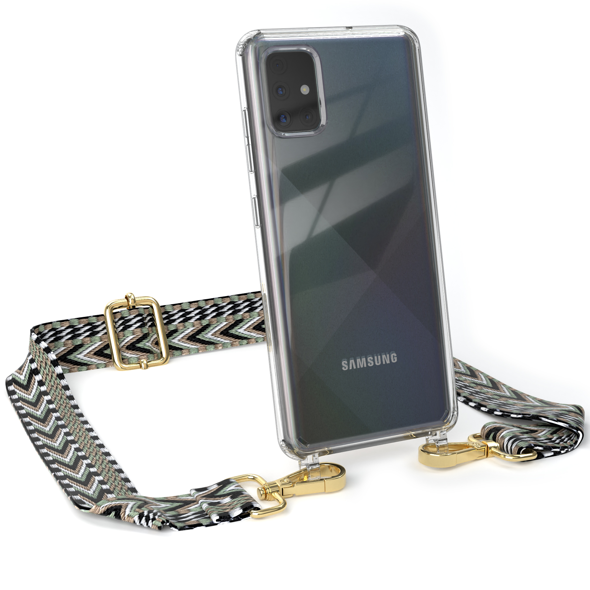 / Handyhülle A51, Schwarz Boho Umhängetasche, Style, EAZY Galaxy Grün Kordel Samsung, mit Transparente CASE