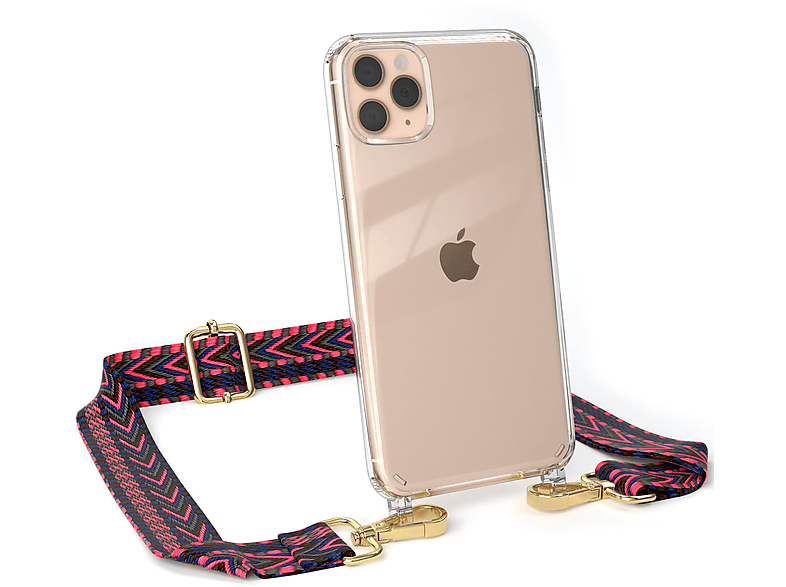 Apple, Style, Handyhülle / 11 Max, iPhone Blau EAZY mit Pink CASE Umhängetasche, Transparente Pro Boho Kordel