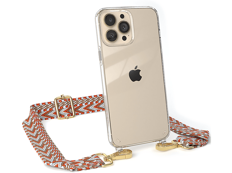 Boho 13 CASE Transparente Style, / EAZY Apple, iPhone Max, Pro Rot Umhängetasche, mit Hellblau Kordel Handyhülle