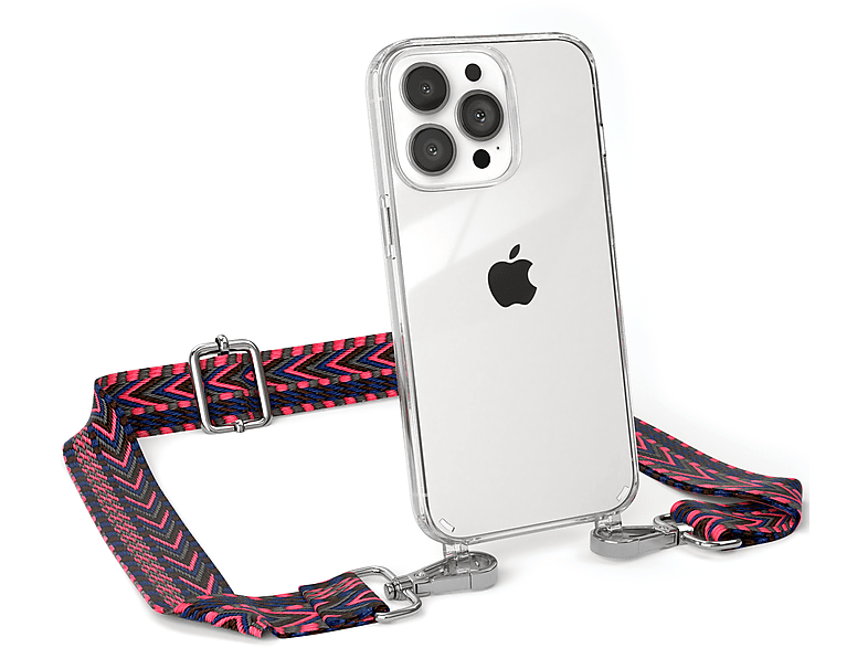 Boho / Style, 13 Kordel iPhone Transparente Apple, Handyhülle Pro, mit Blau CASE Umhängetasche, Pink EAZY