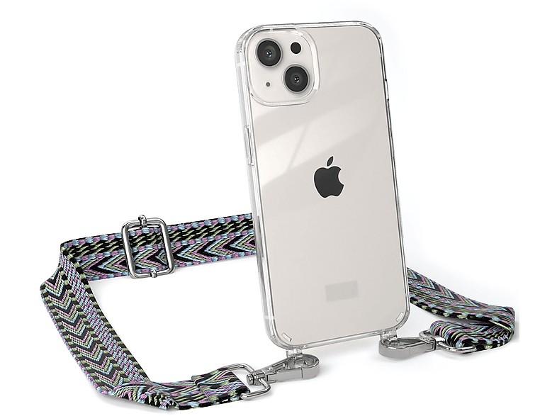 iPhone Kordel CASE / Violett Transparente Grün Apple, Style, Boho Umhängetasche, EAZY 13, Handyhülle mit