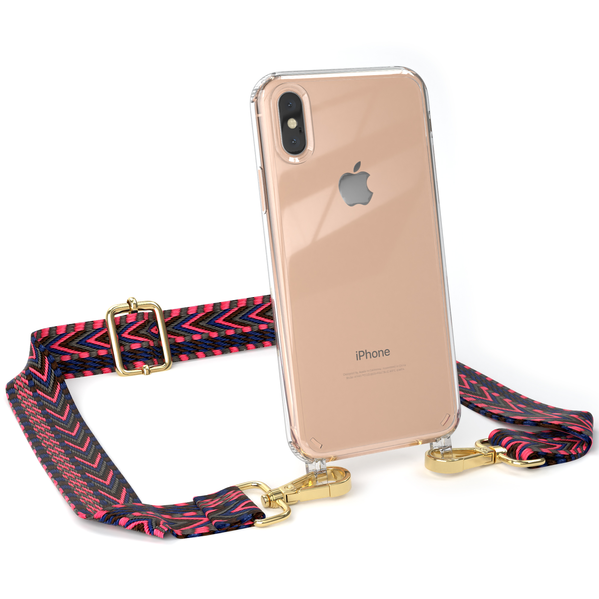 Umhängetasche, Transparente Handyhülle iPhone Kordel EAZY mit Apple, / Boho Blau Style, Max, CASE XS Pink
