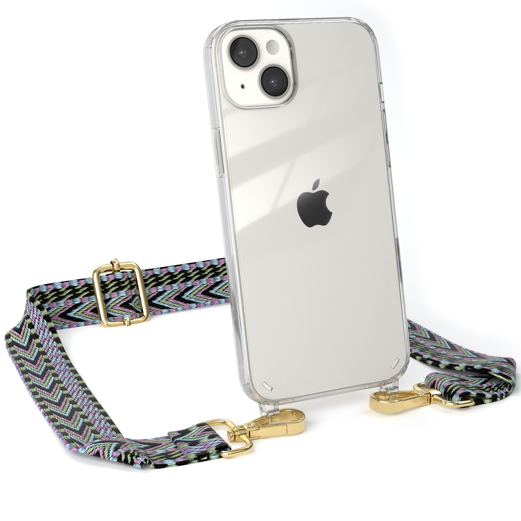 Boho Plus, Apple, Violett iPhone CASE / Transparente Style, EAZY Grün Umhängetasche, 14 mit Kordel Handyhülle