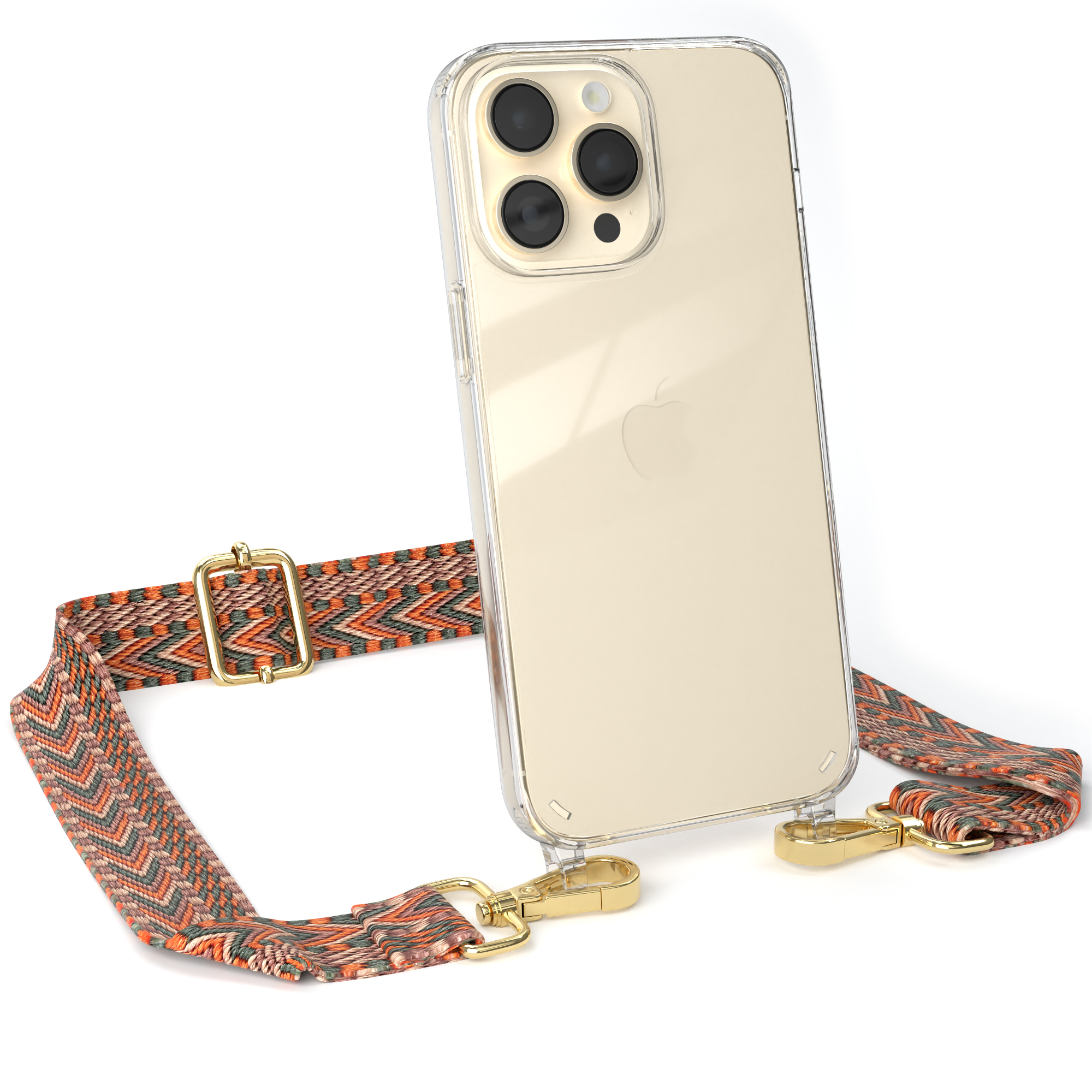 Orange Umhängetasche, mit 14 Boho Apple, Style, CASE iPhone EAZY Kordel Transparente / Grün Pro Max, Handyhülle