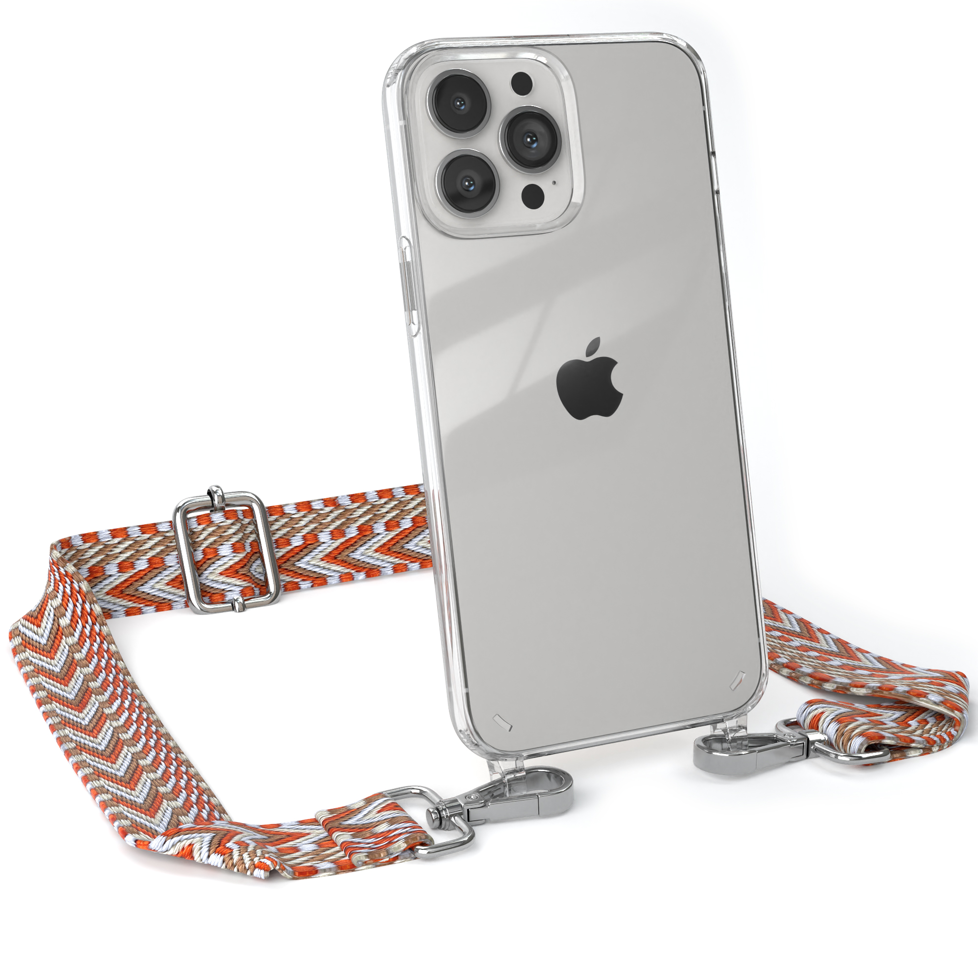 13 iPhone Max, / Kordel EAZY mit Umhängetasche, Pro CASE Hellblau Style, Apple, Handyhülle Transparente Boho Rot