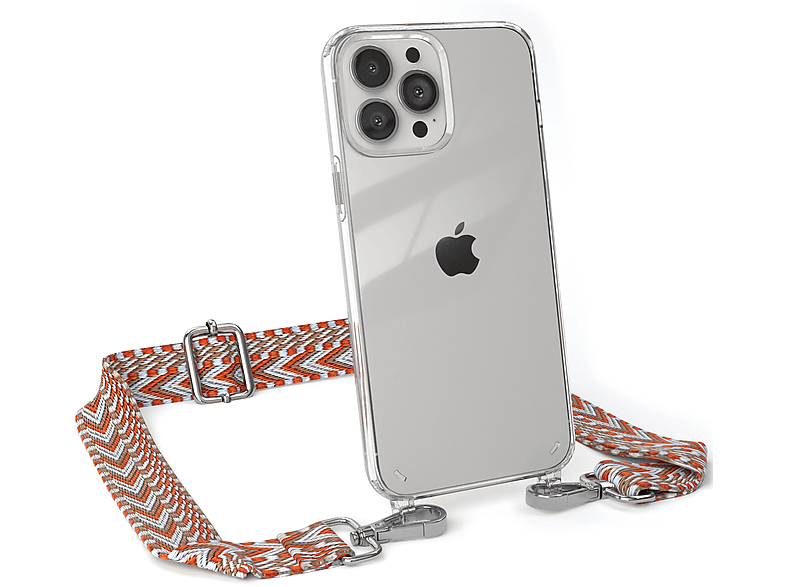 Boho EAZY Max, / Handyhülle iPhone Transparente Style, mit Hellblau Apple, Pro 13 Rot Umhängetasche, CASE Kordel