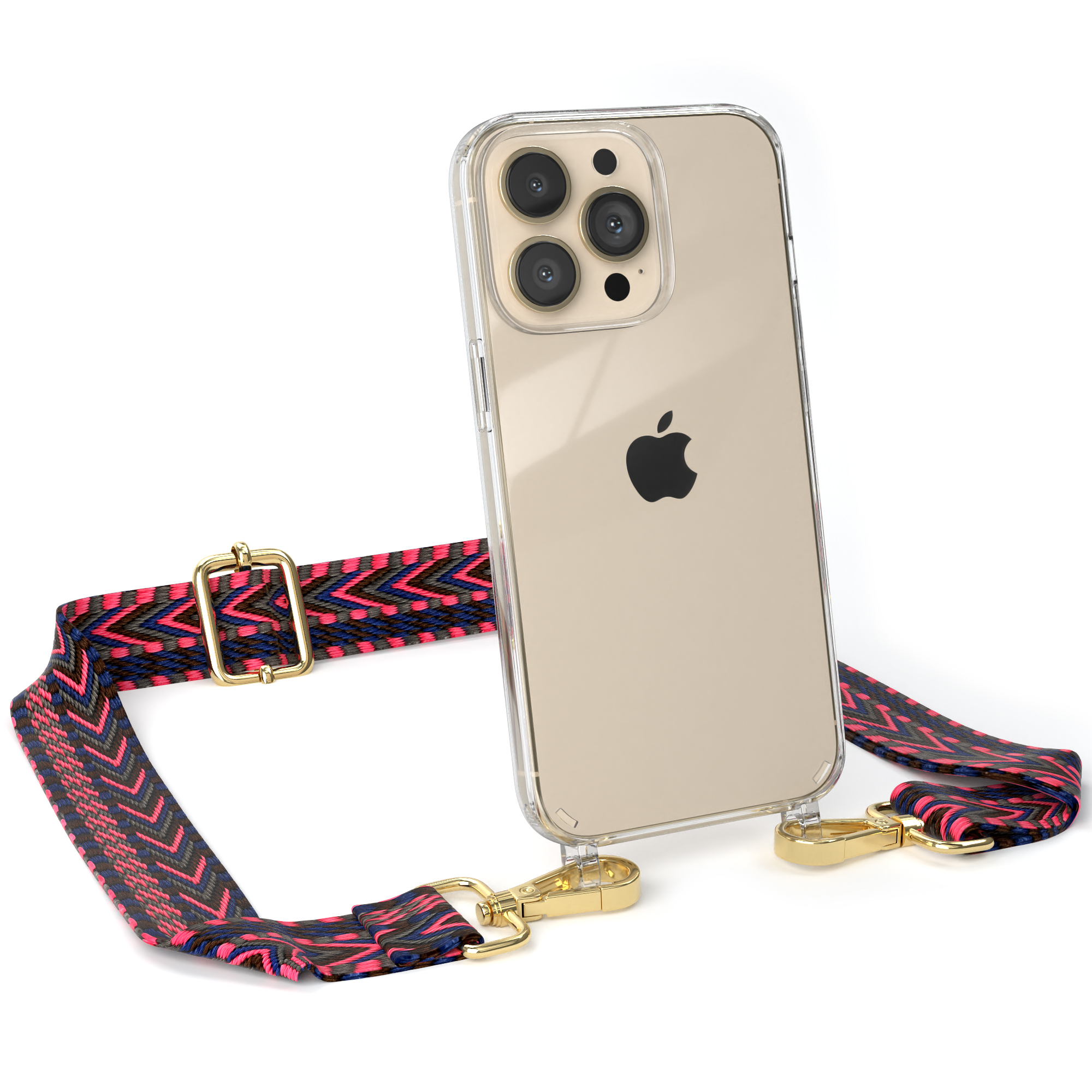 CASE Kordel Boho / Pro, Style, iPhone Apple, Pink Umhängetasche, Handyhülle EAZY Transparente mit 13 Blau