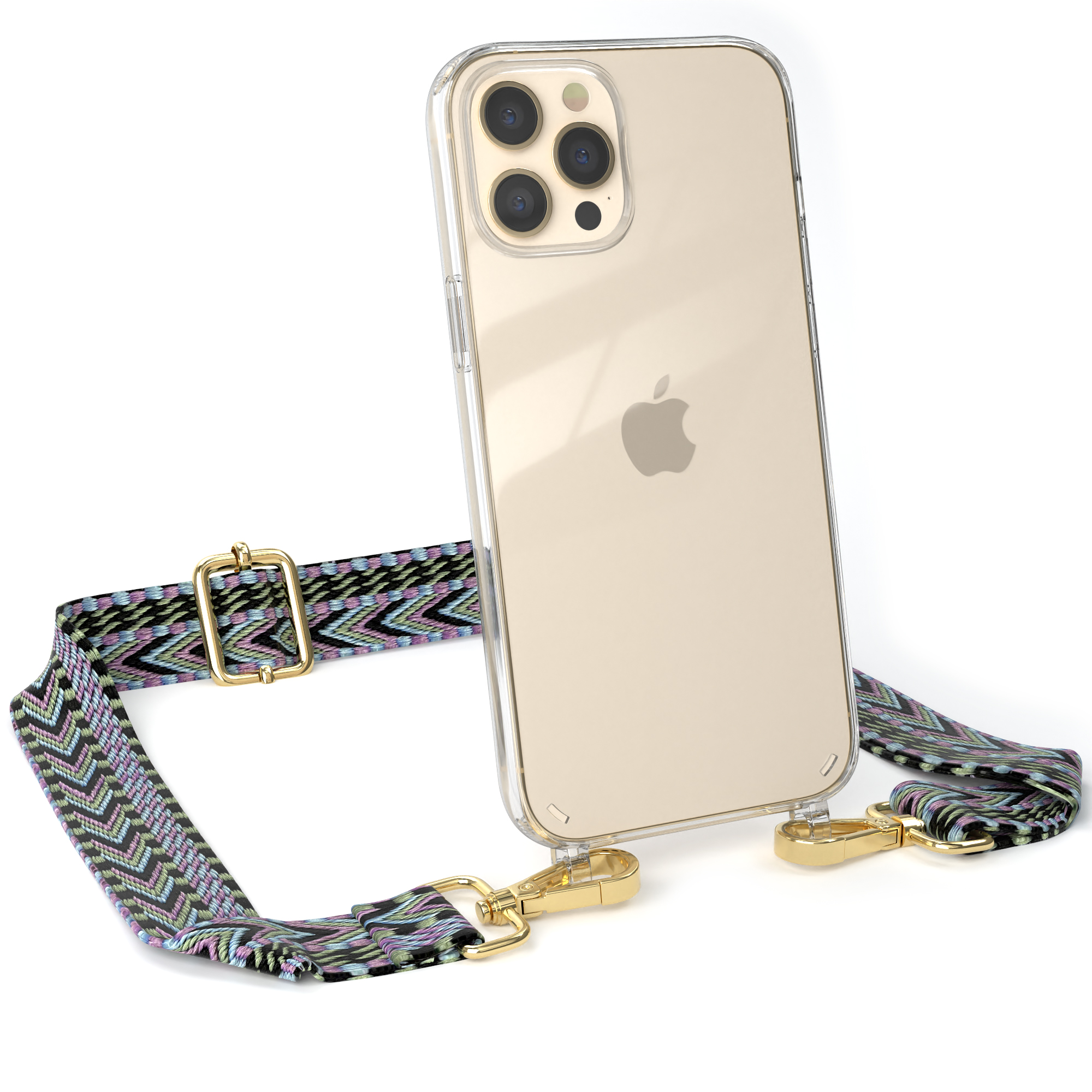 Kordel Apple, Boho 12 iPhone Max, Pro Umhängetasche, CASE Grün EAZY Handyhülle Violett Style, / mit Transparente