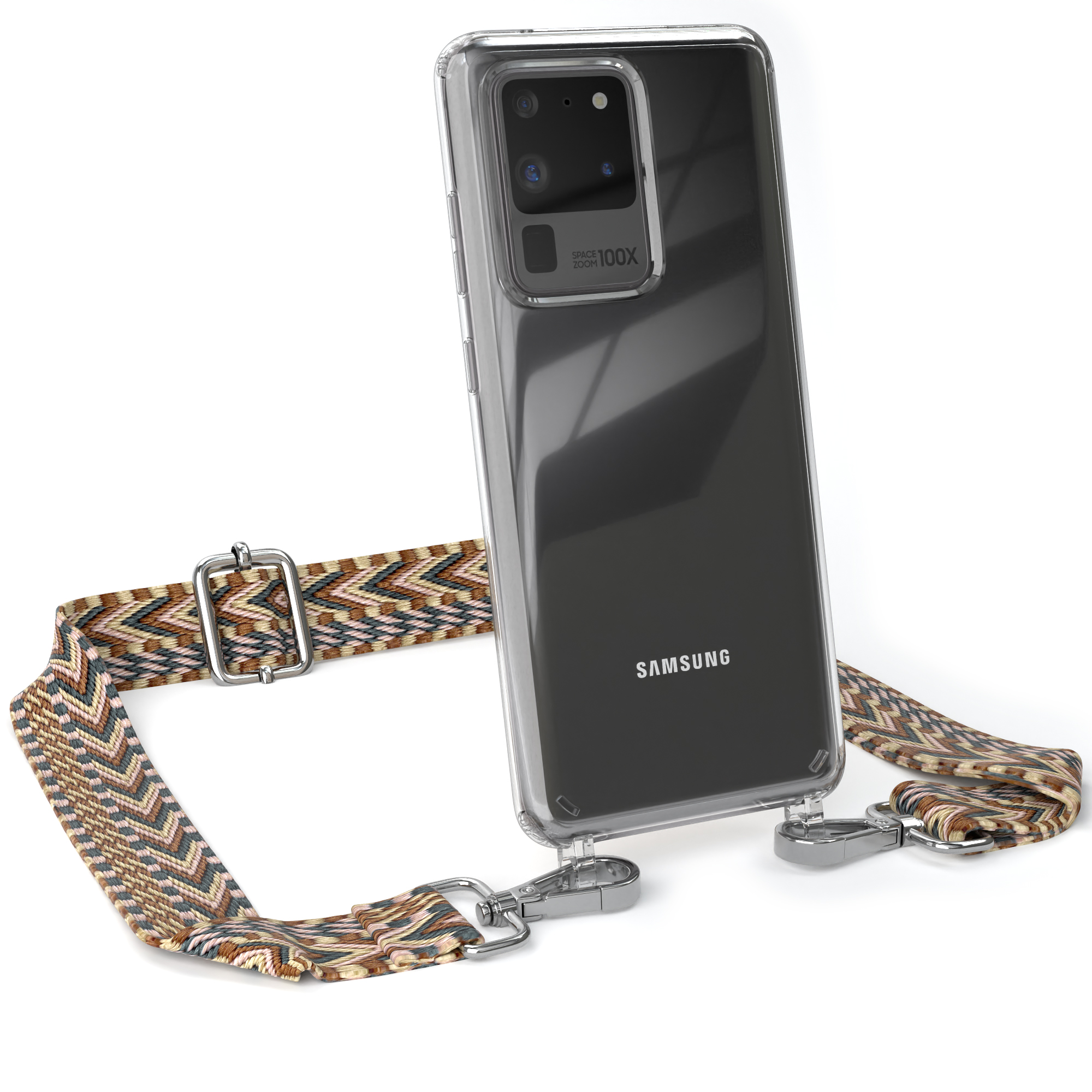 EAZY CASE Transparente Style, Galaxy mit Ultra Umhängetasche, Ultra Boho 5G, Mix Braun S20 Samsung, S20 Handyhülle / Kordel