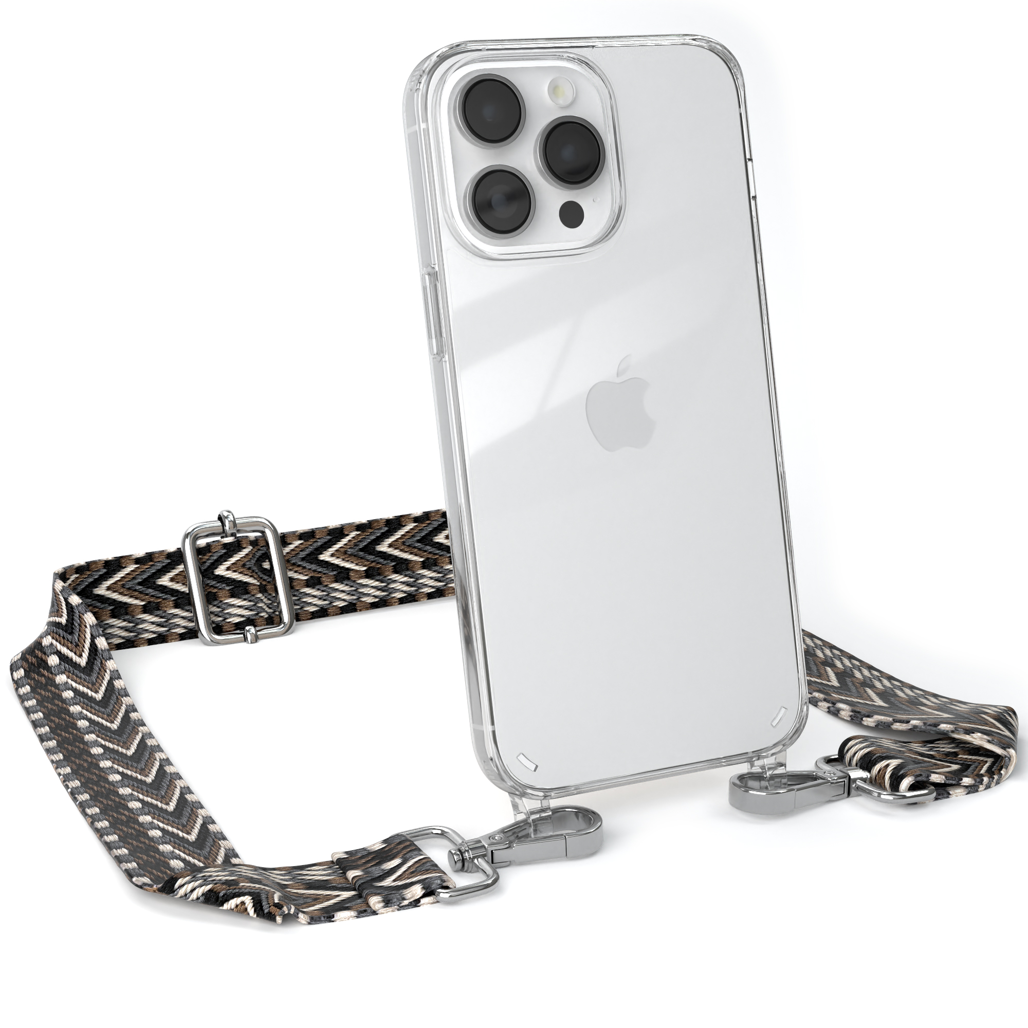 mit Umhängetasche, 14 / EAZY Style, Kordel Max, CASE Pro Grau Transparente Handyhülle Schwarz Apple, iPhone Boho