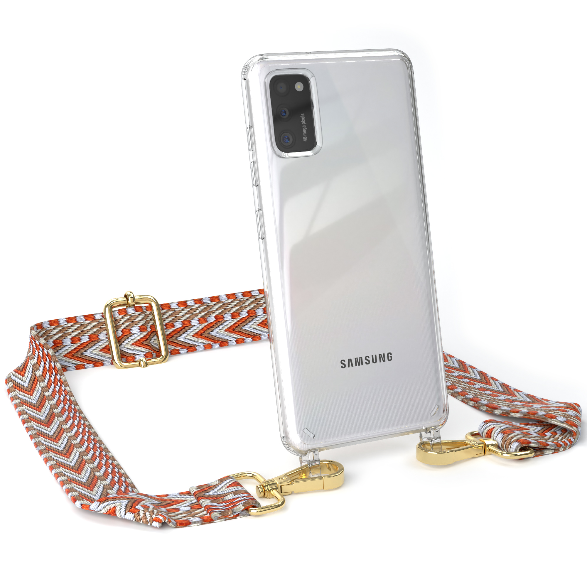 Galaxy Umhängetasche, mit Transparente Boho CASE A41, / Style, Kordel Handyhülle Rot Samsung, EAZY Hellblau