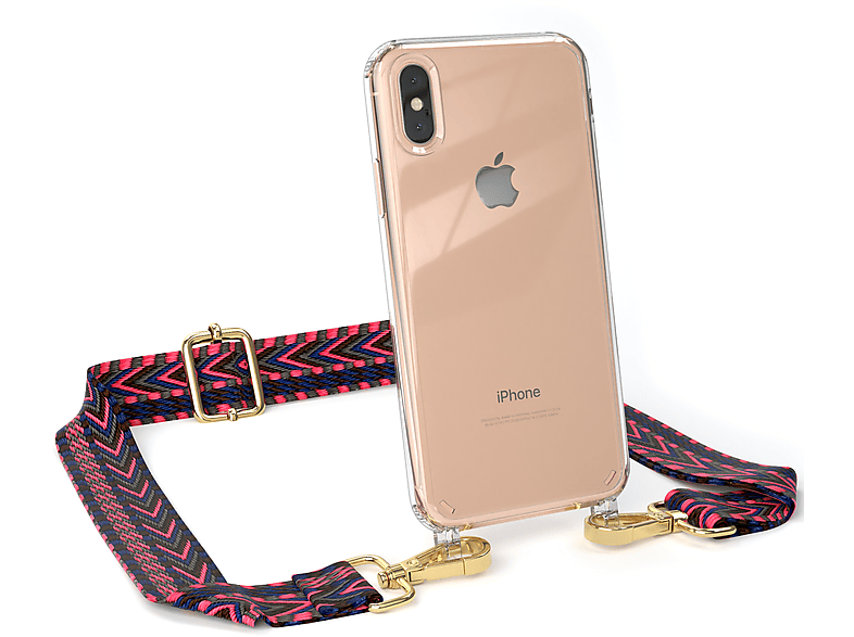 Boho Transparente Kordel iPhone Blau Apple, CASE Umhängetasche, XS, / EAZY X / Handyhülle Pink Style, mit