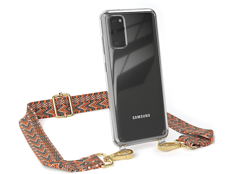 Umhängetasche, Style, Transparente EAZY Galaxy mit Handyhülle Samsung, S20, Boho / CASE Grün Orange Kordel