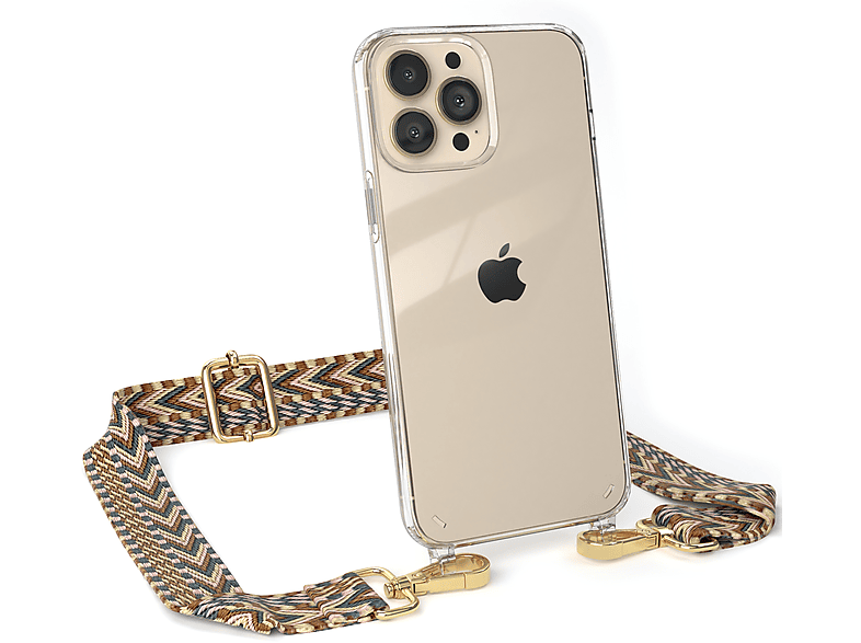 iPhone Pro Apple, Transparente Mix Max, Handyhülle Umhängetasche, 13 Kordel EAZY mit Braun Boho Style, CASE