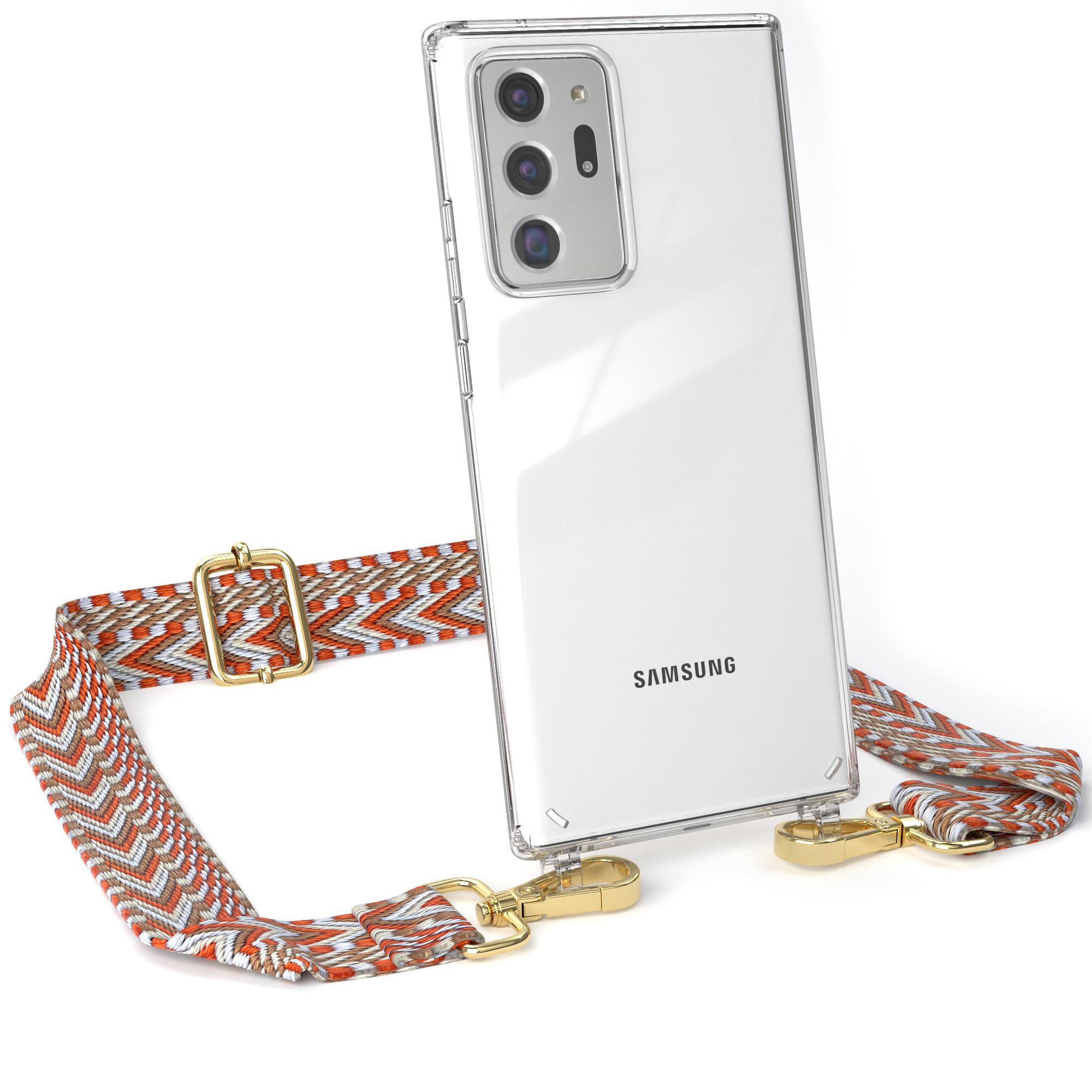EAZY CASE Transparente Handyhülle 20 Galaxy Kordel Note Boho 20 Umhängetasche, Samsung, Rot Note / Hellblau 5G, Style, / Ultra mit Ultra