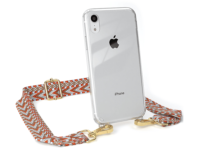 / Handyhülle Hellblau EAZY Boho iPhone Umhängetasche, mit Rot Kordel Style, XR, CASE Apple, Transparente