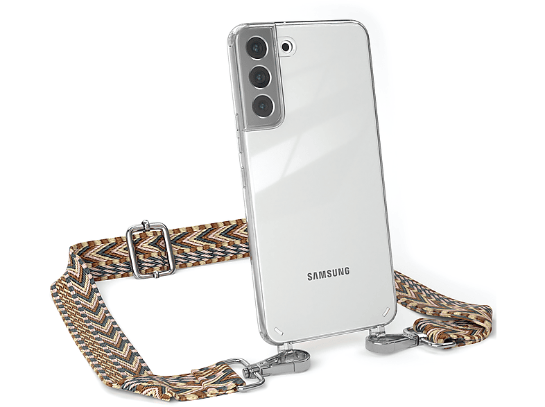 Transparente Handyhülle Kordel S22 Samsung, Plus Galaxy Boho Style, mit CASE Mix EAZY Umhängetasche, 5G, Braun