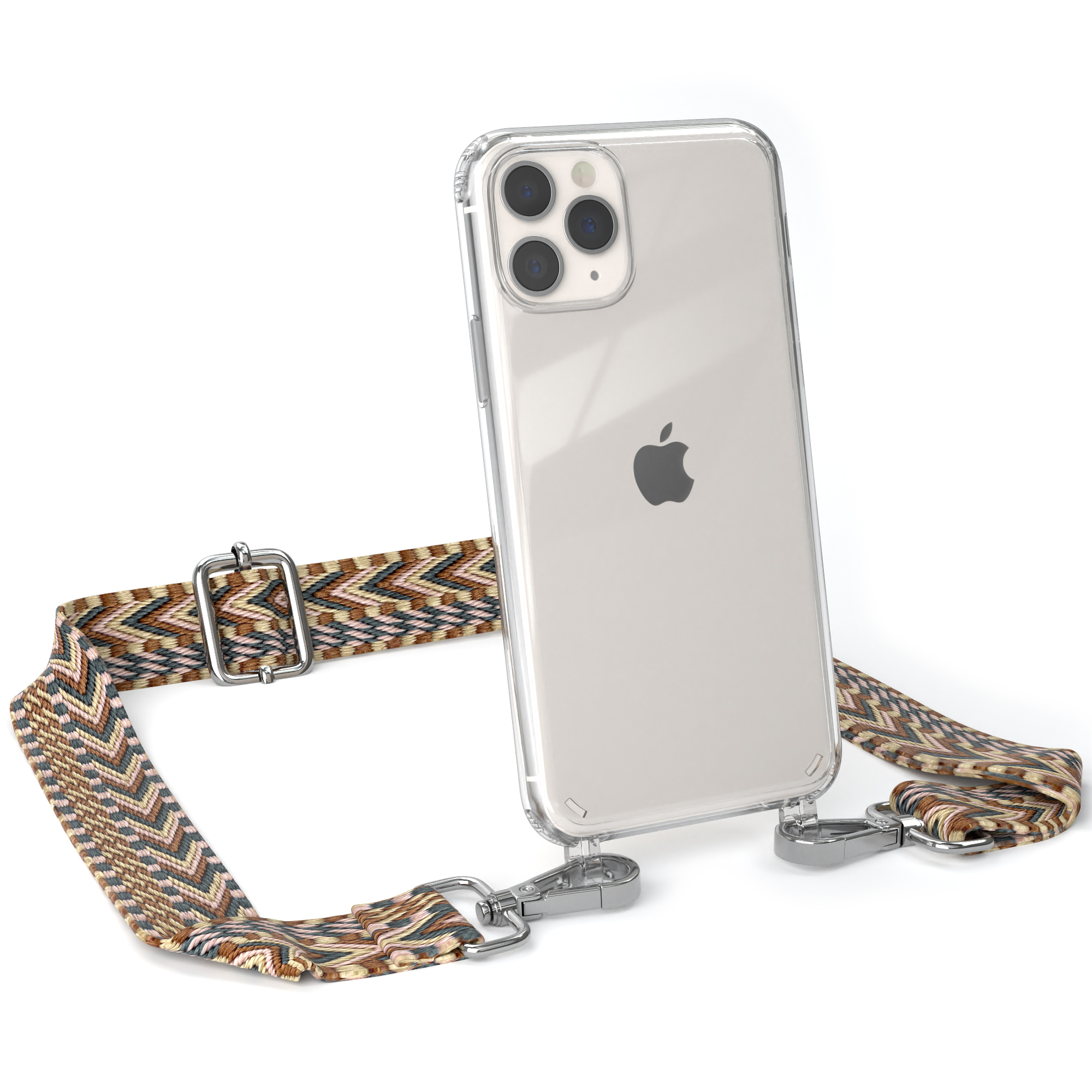 Braun Style, 11 Transparente Boho EAZY Pro, Kordel Mix mit iPhone Handyhülle CASE Umhängetasche, Apple,