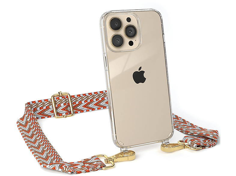 Kordel EAZY Style, Pro, CASE mit Umhängetasche, Apple, 13 Rot Transparente Handyhülle / iPhone Boho Hellblau