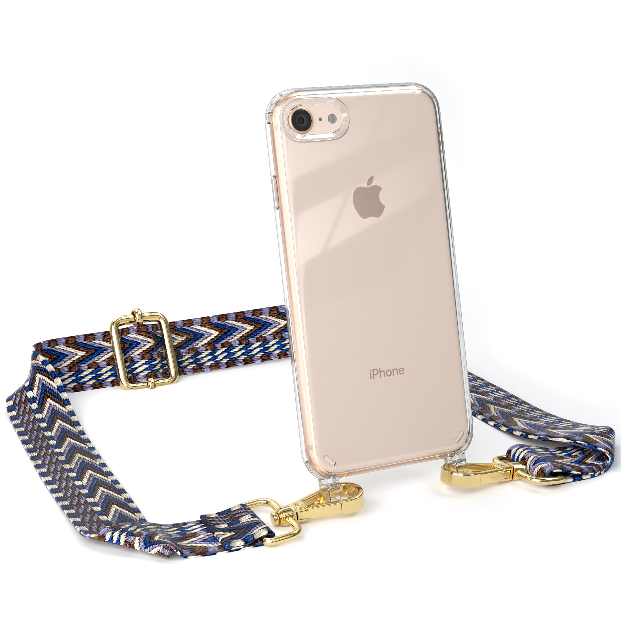 Handyhülle / CASE 8, Boho iPhone Apple, Weiß 7 Umhängetasche, / 2020, Transparente Blau SE mit Kordel Style, iPhone SE 2022 / EAZY