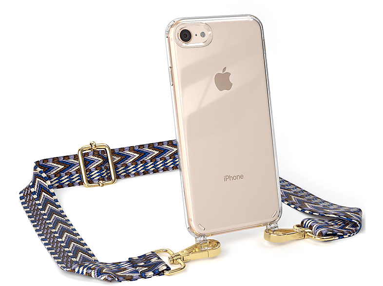 iPhone 2020, 7 / Blau Apple, EAZY 2022 SE CASE Umhängetasche, Weiß iPhone Kordel mit Transparente Boho 8, / SE Style, / Handyhülle