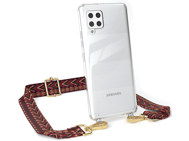 Kordel CASE Style, 5G, Galaxy Boho Braun A42 Samsung, mit Rot Umhängetasche, EAZY Transparente Handyhülle /