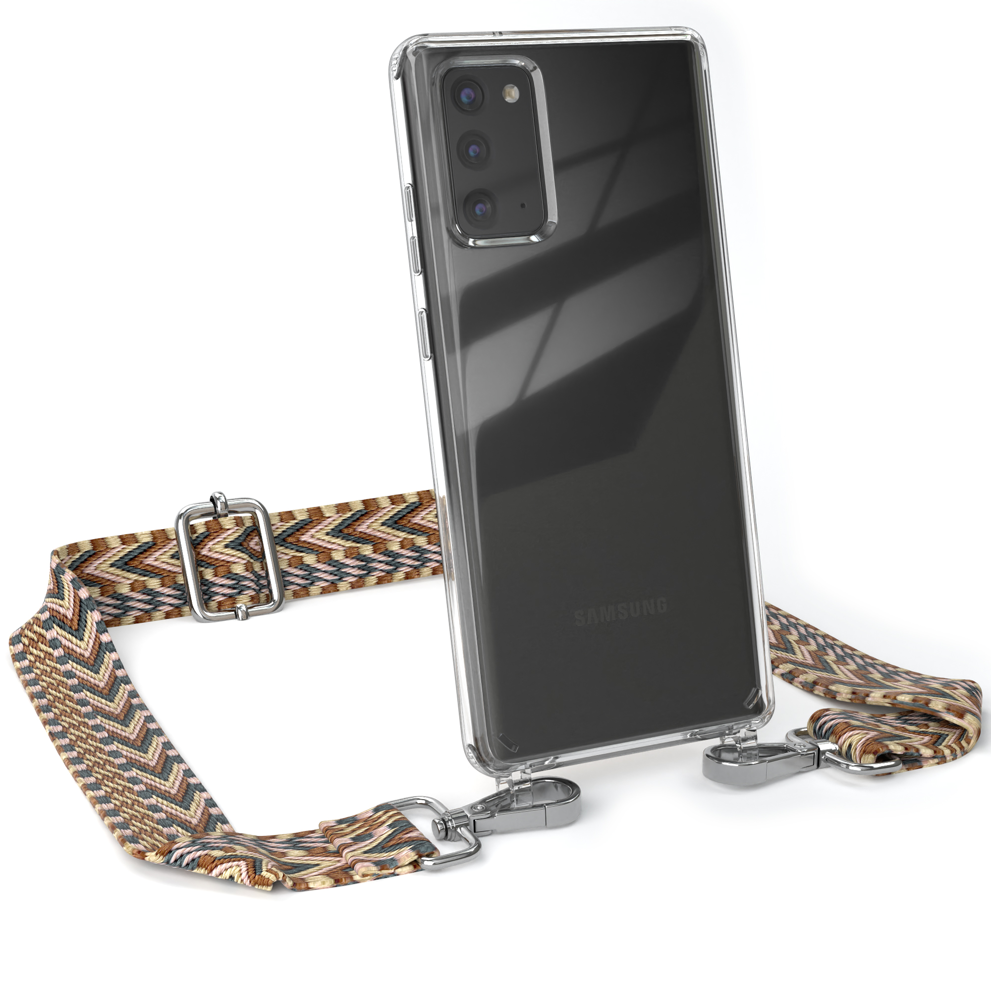 20 Kordel EAZY Mix 5G, Samsung, mit Transparente CASE 20 Style, Note Umhängetasche, / Boho Galaxy Note Braun Handyhülle