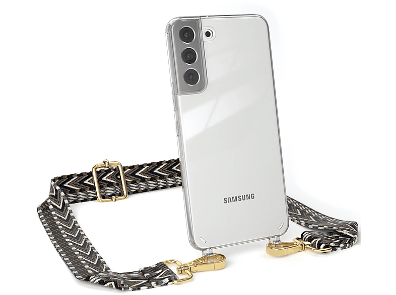EAZY CASE Transparente Plus Schwarz / Samsung, Handyhülle Boho S22 Kordel 5G, Grau Umhängetasche, mit Style, Galaxy