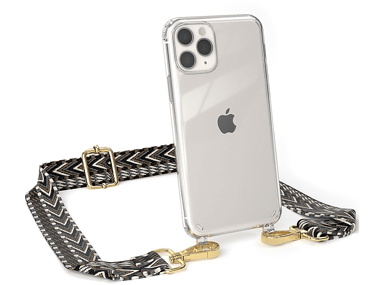 11 / Kordel Boho Pro, Transparente EAZY Umhängetasche, CASE Schwarz mit iPhone Style, Apple, Grau Handyhülle