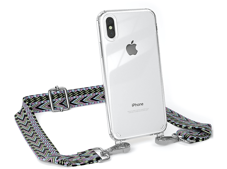 Boho Umhängetasche, Transparente CASE Handyhülle XS Grün mit Max, iPhone / Style, Kordel Apple, EAZY Violett