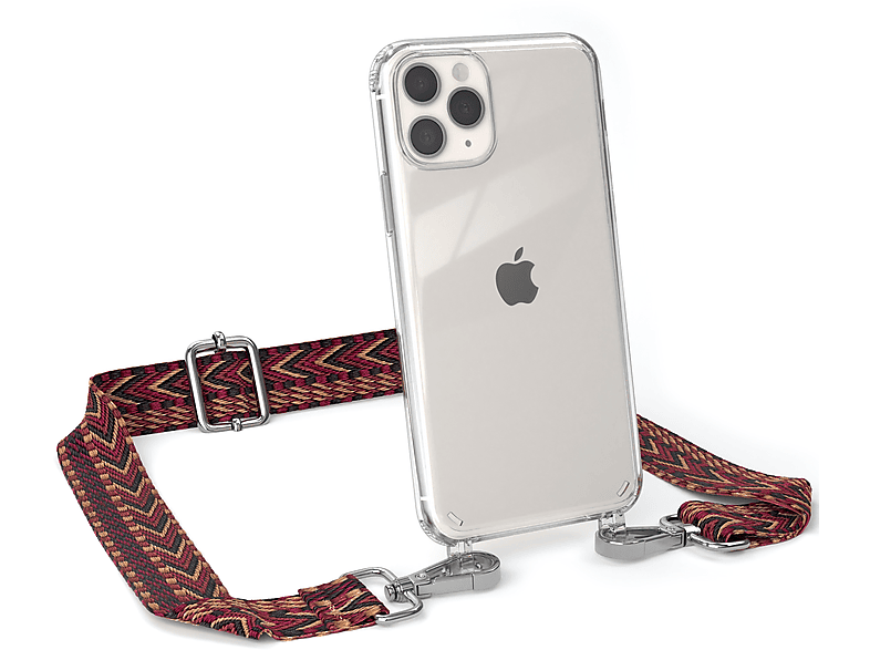iPhone Kordel Style, Transparente Pro, Apple, Handyhülle Umhängetasche, mit 11 Rot EAZY Boho / CASE Braun