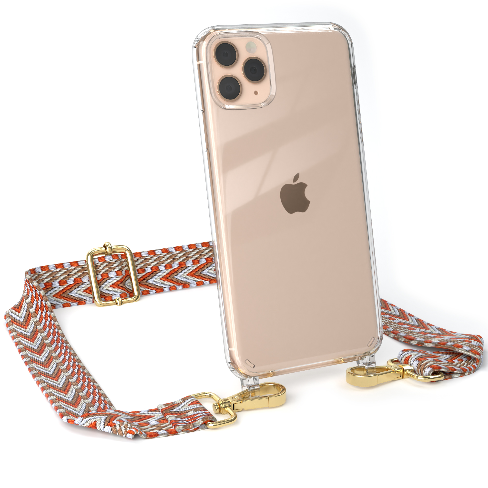 EAZY CASE Hellblau Kordel Boho mit Pro Handyhülle Max, Rot iPhone Apple, 11 Transparente Style, Umhängetasche, 