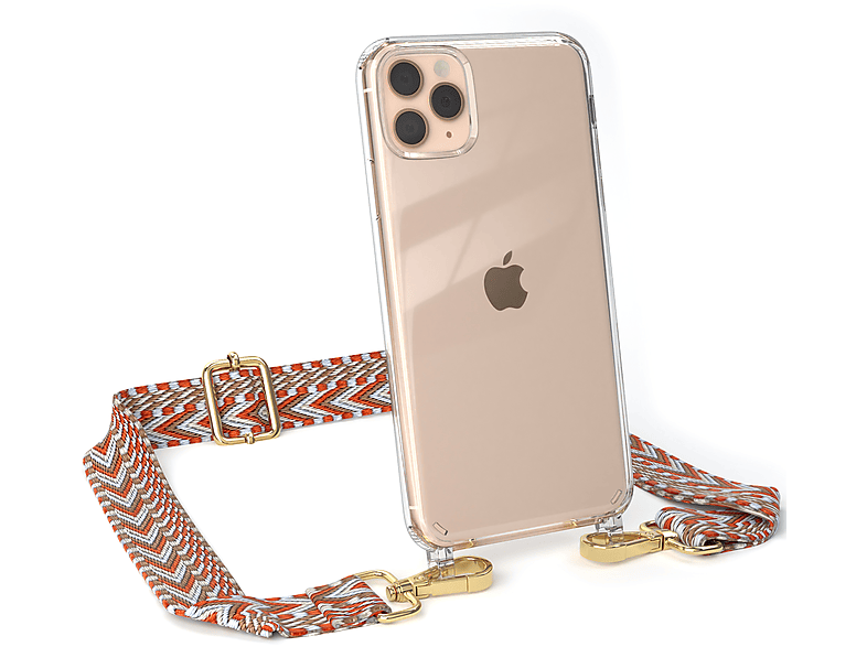 EAZY CASE Hellblau Kordel Boho mit Pro Handyhülle Max, Rot iPhone Apple, 11 Transparente Style, Umhängetasche, 