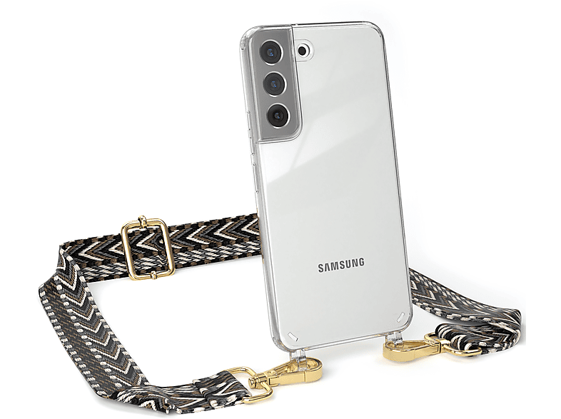 Grau Style, Transparente Umhängetasche, EAZY Boho Galaxy CASE Kordel 5G, / mit Samsung, S22 Schwarz Handyhülle