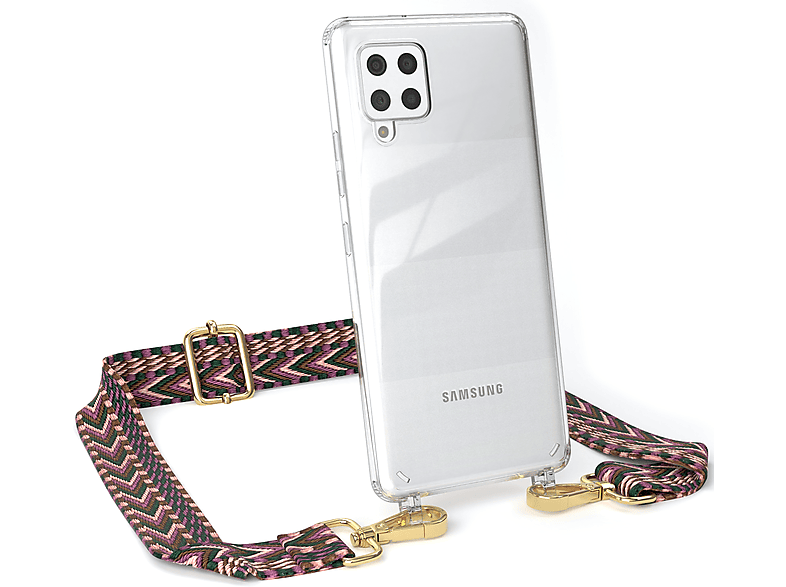 EAZY Transparente Boho Rosa Samsung, mit Style, CASE A42 / Umhängetasche, 5G, Galaxy Handyhülle Kordel Beere