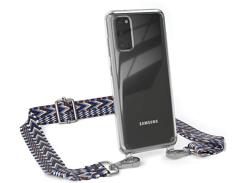 Samsung, Galaxy Style, Boho Weiß S20, mit / Transparente Handyhülle Kordel CASE EAZY Blau Umhängetasche,