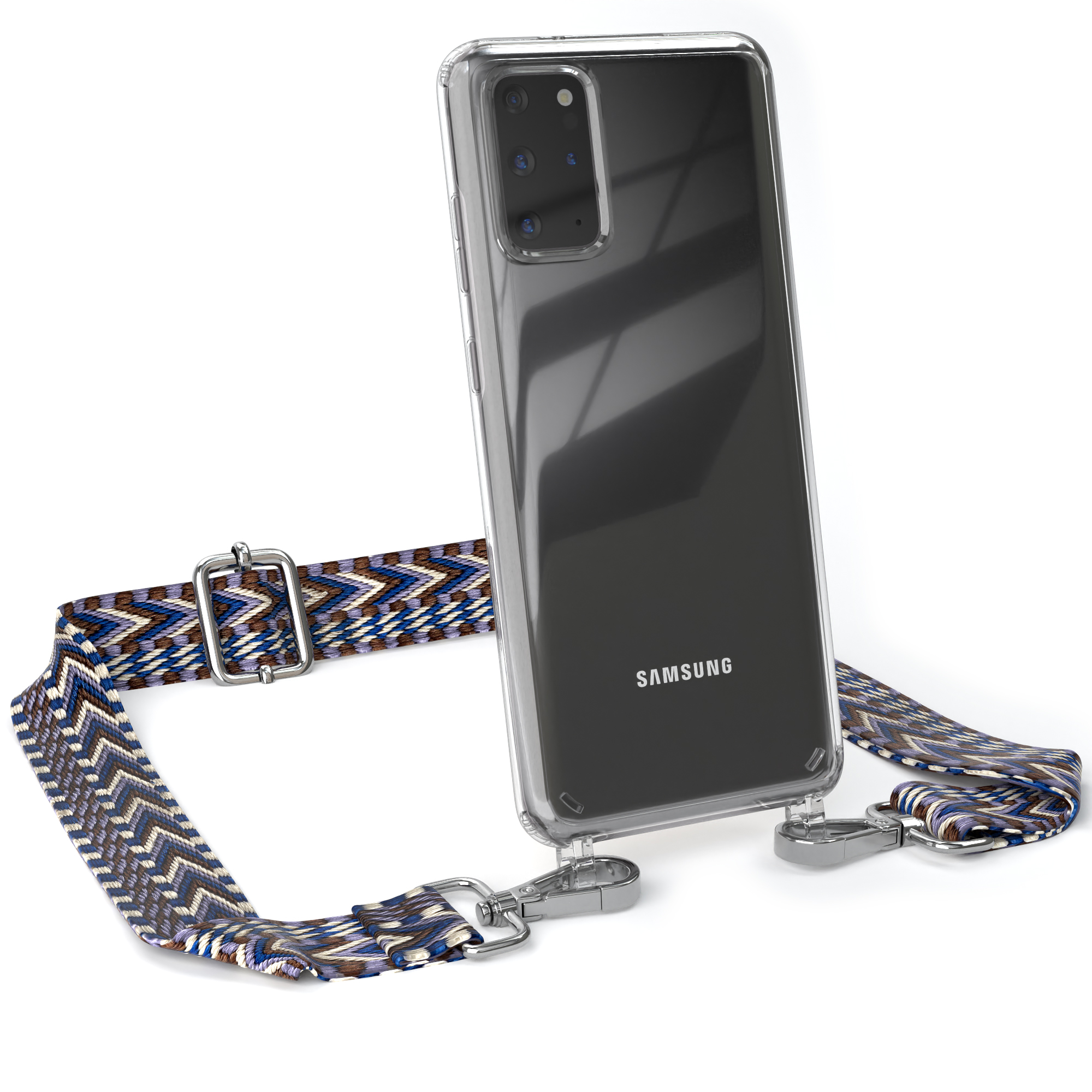 S20 Kordel Plus Plus CASE / S20 / Style, Transparente Galaxy EAZY Samsung, Weiß Blau Handyhülle Umhängetasche, 5G, Boho mit