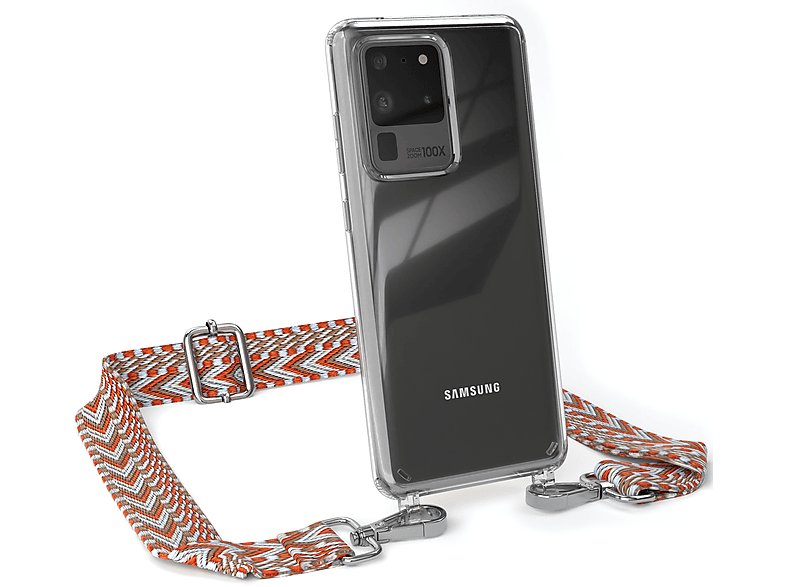 EAZY / Handyhülle Galaxy Kordel Rot mit Transparente Samsung, CASE Umhängetasche, Style, S20 / Boho Ultra Hellblau 5G, S20 Ultra